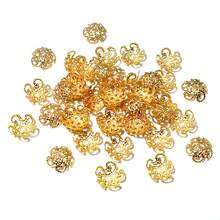 100 件 8/9 毫米古铜色金色银色花朵隔珠串饰，适用于 DIY 串珠手链项链珠宝制作配件