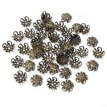 100 件 8/9 毫米古铜色金色银色花朵隔珠串饰，适用于 DIY 串珠手链项链珠宝制作配件