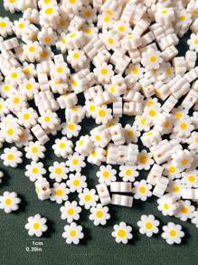 100 件/包 白色花朵形状聚合物粘土珠子 适用于手链和项链 DIY - 白色 - 查看 2