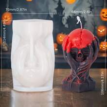 3D Demon Holding Rose Floral Candle Silicone Mold, Skull Flower Plaster Mold, Snake Wrapped Human Skull Handmade Soap DIY Mold, Halloween Party Decor, Halloween Gift - White - View 13