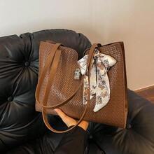 全新时尚百搭大容量手提包女士高端工作通勤单肩公文包 - 棕色 - 查看 3