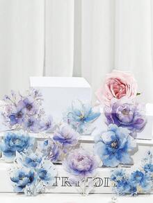 10 张/包大尺寸高品质金属花卉贴纸，适用于剪贴簿和日记本，防水 PET 材料 - 彩色 - 查看 2