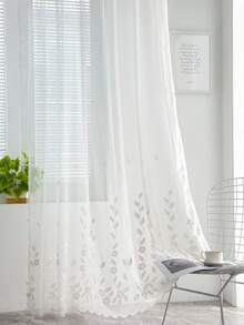 1 chiếc rèm cửa sổ hình lá và hoa nghệ thuật đơn sắc tối giản, phù hợp cho mọi mùa - Nhiều màu - Xem 8