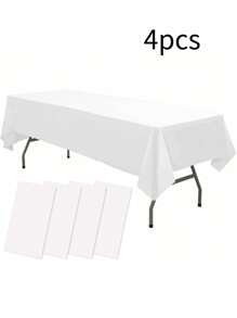 1Pc/4pcs Solid Color Tablecloth, Plastic Tablecloth 54 * 108inch Multi-Color Optional Peva Material, Rectangular Tablecloth, Suitable For Birthday, Wedding, Banquet, Party Desktop Decorations