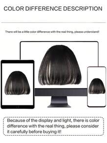 Frange synthétique Clip dans les frange Frange effilée Frange pour femmes Clip sur la frange plate et nette Extension de cheveux pour le port quotidien