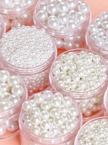 Perles lâches de matériel de perles DIY pour la fabrication de bijoux, accessoires pour bracelets DIY. 4-20 mm Perles rondes en ABS beige blanc, avec trou droit, imitation de perles. Accessoires de vêtements