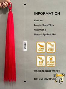 2PCS (Blue+Red)Halloween Ponytail With Boxing DIY Braids, Elastic Hair Ties, Synthetic Fiber Twisted Braided Ponytail Extension,   Halloween Hair - Blue - View 4