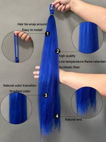 2PCS (Blue+Red)Halloween Ponytail With Boxing DIY Braids, Elastic Hair Ties, Synthetic Fiber Twisted Braided Ponytail Extension,   Halloween Hair - Blue - View 7