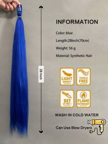 2PCS (Blue+Red)Halloween Ponytail With Boxing DIY Braids, Elastic Hair Ties, Synthetic Fiber Twisted Braided Ponytail Extension,   Halloween Hair - Blue - View 5