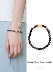 [VE] 1 件高品质纯银天然石榴石手链，提升整体气场，带来丰富的健康益处，促进血液循环，提升个人魅力。石榴石象征着幸福和忠诚，是送给亲人的理想礼物，传达真挚的情感，代表着像石榴一样丰富而甜蜜的生活。天然宝石颜色各异。 - 酒紅色 - 查看 1