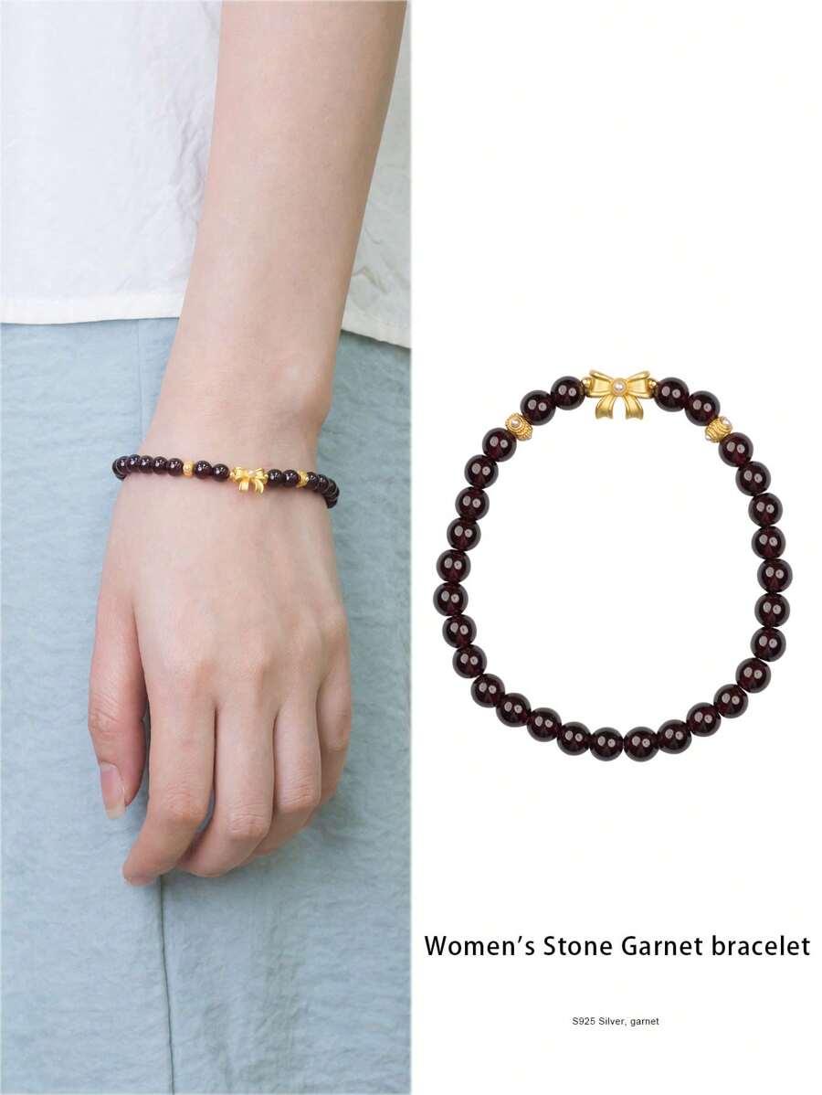 [VE] 1 件高品质纯银天然石榴石手链，提升整体气场，带来丰富的健康益处，促进血液循环，提升个人魅力。石榴石象征着幸福和忠诚，是送给亲人的理想礼物，传达真挚的情感，代表着像石榴一样丰富而甜蜜的生活。天然宝石颜色各异。 - 酒紅色 - 查看 1