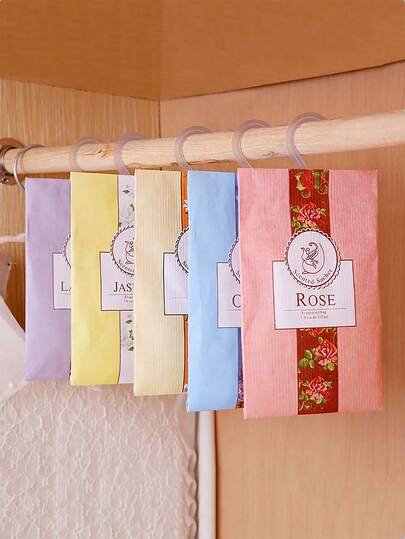 1pc/5pcs/6pcsNatural Smell Incense Hanging Decor, Wardrobe Sachet, Closet Car Hanging Fragrance Sachet, Aromatherapy Perfume Air Freshener, Home Supplies, Sachets Wood