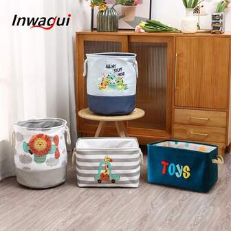  Inwagui 1pc Animal Pattern Laundry Basket Toys Storage Basket Folding Washing Bin Clothes Laundry Hamper Home Decorative Basket Organizer With Handles Dress Pants Shoes Jeans Boots Skirt