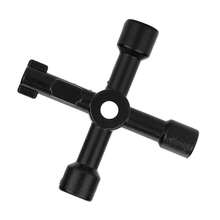 Llave de 4 Vias, Llave Triangular para Tablero, Multifuncional Llave Cruzada para Elevador, Llave para Gabinete de Control Eléctrico - Negro - Ver 9