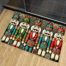 1 pieza Alfombrilla de drenaje con temática navideña, accesorio de cocina para secar, alfombra de área interior, apta para baño, cocina, dormitorio, oficina, exterior - lavable, diseño impreso - Multicolor - Ver 1