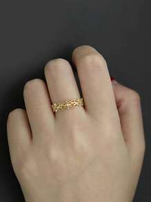 1 pezzo Anello stile palazzo vintage, gioielli da donna, argento sterling 925, accessori raffinati, regalo di coppia, decorazione sferica - Anello in zirconio fine con ramo cavo e foglia - Visualizzare 4