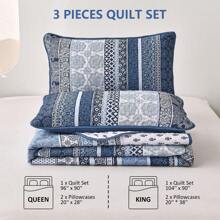 3 Pieces Boho Quilt Set Queen King Size,Navy Blue Bohemian Quilt Sets, Lightweight Summer Bedspread Coverlet Bedding Set For All Season,Home Decor Bedroom Decor Mothers Day Gift Wedding Decorations - 藏蓝色 - 查看 9