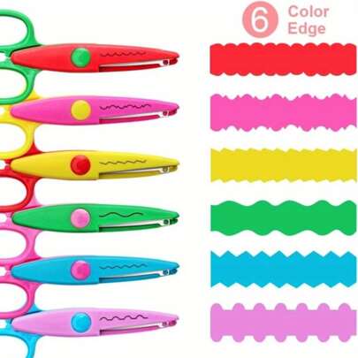 6pcs/Set Decorative Edge Craft Scissors, ABS Resin Scrapbooking Scissors, 6 Patterns, Smooth Cut, Fun And Colorful,Back To School,School Supplies