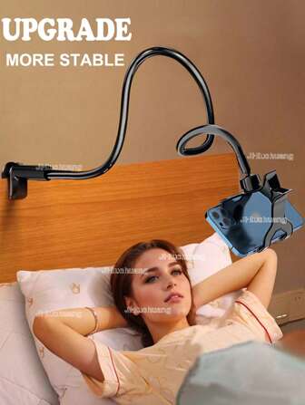 1pc Upgraded Thicker Long Arm Flexible Gooseneck Phone Holder Clamp With Handle, Bedside Lazy Phone Stand, Desktop Phone Holder