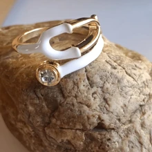 1 pieza Anillo de aleación de moda nuevo, inspirado en el diseño del estetoscopio médico, accesorio elegante - Multicolor - Ver 1