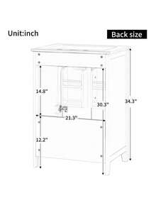 24" Bathroom Vanity With Sink, Bathroom Vanity Cabinet With One Drawer And Doors, Solid Wood And MDF, White - 1 - 查看 8