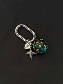 1 pièce Porte-clés dé unisexe nouvelle arrivée créatif, pendentif de boule de billard à 4 branches et en forme de cœur à la mode, breloques de sac lettrage scolaire
