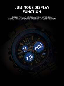 SMAEL Men's Stylish Dual Display Sports Watch, Street LED Backlight Large Dial Colorful Men Watch With Alarm, Chronograph, Water Resistant, 12/24H Time Format - Blue - View 4