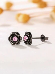 1 Pair Simple Cubic Zirconia Flower Stud Earrings For Women For Wedding Engagement Anniversary Party Jewelry Valentine's Day Gift Valentines,Mom,Mother,Mother's Day,Gift