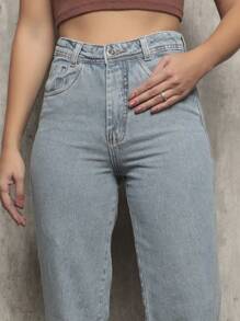 Calça Jeans Feminina Shein Wide Leg Cintura Alta Luxo Empina Bumbum Elegante 100% Jeans