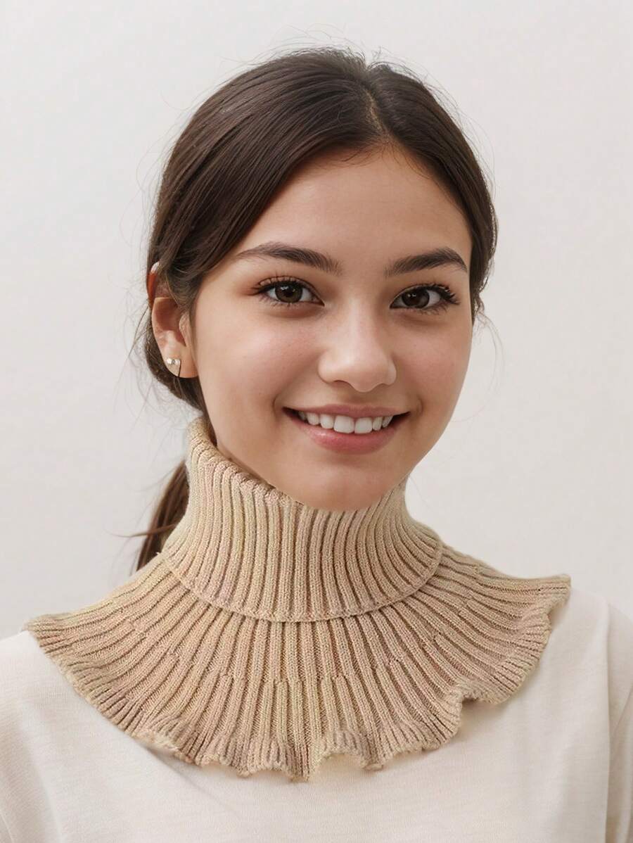 1 件女士假领高领围巾，护颈假领子新款秋冬季防风针织保暖颈套，适合日常佩戴、摄影、送礼，是配饰女士的理想选择 - 彩色 - 查看 1