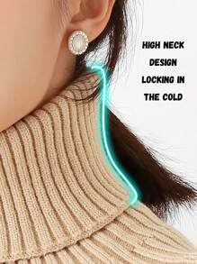 1 件女士假领高领围巾，护颈假领子新款秋冬季防风针织保暖颈套，适合日常佩戴、摄影、送礼，是配饰女士的理想选择 - 彩色 - 查看 4