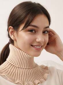 1 件女士假领高领围巾，护颈假领子新款秋冬季防风针织保暖颈套，适合日常佩戴、摄影、送礼，是配饰女士的理想选择 - 彩色 - 查看 3