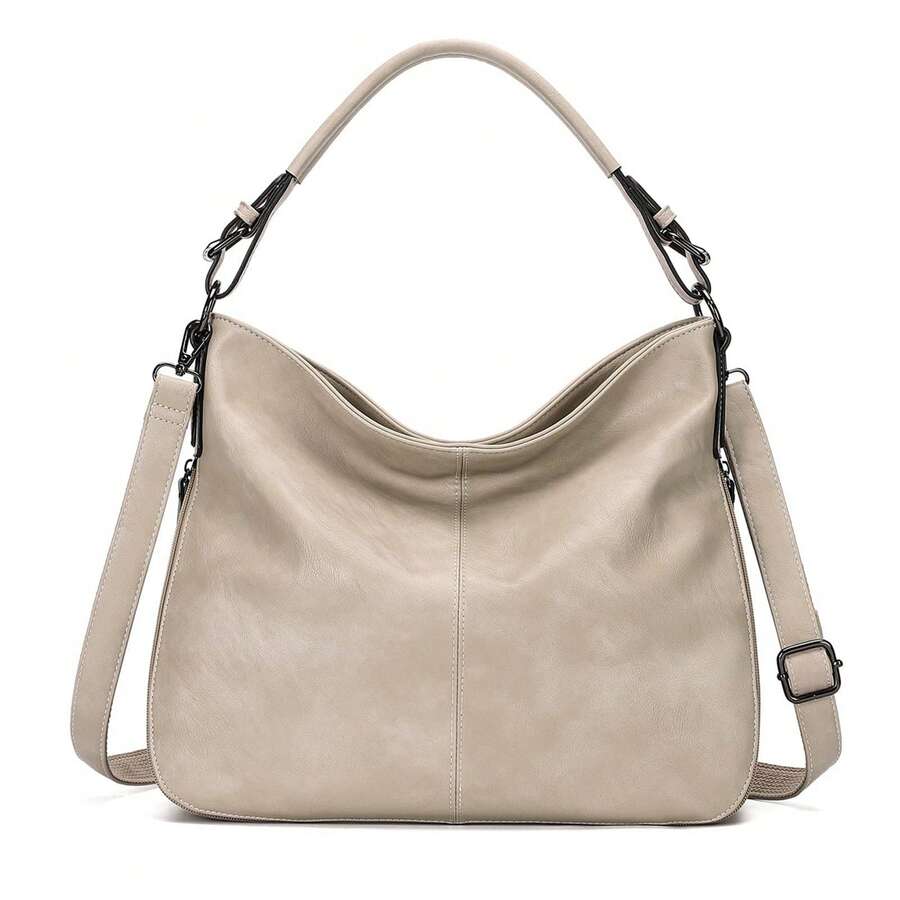 KL928 Túi Tote Hình Lưỡi Liềm Lớn Cho Nữ, Dây Đeo Vai Có Thể Điều Chỉnh, Khóa Kéo Phía Dưới Để Điều Chỉnh Kích Thước Túi - Màu be - Xem 1