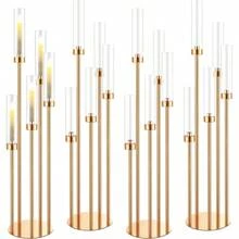 Candelabro de piso dorado con 5 brazos de 42.5" de alto, centro de mesa para candelabros, candelabro de metal para decoración de Navidad, boda, Halloween, fiesta en el hogar, decoración de habitaciones, regalos