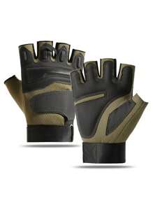 1 Pair Men's Half-Finger Outdoor Sports Cycling Gloves, Thickened & Anti-Slip Palms, For Training