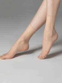 10/15 đôi tất mỏng trong suốt màu da, tất siêu mỏng vô hình dành cho nữ, tất dài đến bắp chân đính pha lê cho mùa hè - Màu be - Xem 3