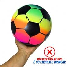 Kit 10 Colorful Neon Vinyl Ball Baby Teeth Football, Beach, Party And Decoration With Inmetro + Pump - 彩色 - 查看 3