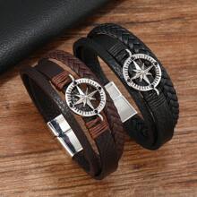 Bracelet pour homme à fermoir magnétique multicouche, style boussole classique, bracelet d'affaires élégant