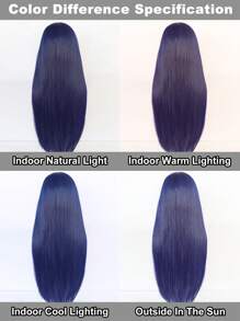 30Inch/80cm Dark Blue Universal Wig Extra Long Straight Hair Wig Heat Resistant Synthetic Wig Comfortable And Stylish Versatile Anime Cosplay Wig With Bangs For Halloween Carnival School Party Wig Straight Super Long Dark Blue Wig With A Long Fringe For Holiday Birthday Gift For Christmas Thanksgiving Day Decorations & 1pc Wig Cap - Navy Blue - View 7