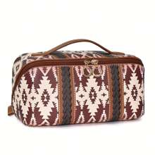 Western Travel Makeup Bag, Bohemian Cosmetic Bag For Women, Portable Pouch Open Toiletry Bag, Make Up Organizer With Divider And Handle Summer Travel, Vacation Home Bathroom Decor Holiday Makeup Organizer Bathroom Accessories Back To School - Multicolor - View 12