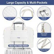 3 件装男女通用周末旅行包，大号旅行袋帆布旅行行李袋手提包带鞋隔层 21 英寸，男女通用旅行包，手提箱，健身包，行李袋，周末行李袋，随身包，大学包，行李袋 - 白色 - 查看 4