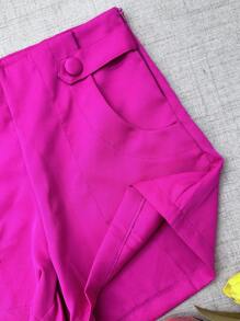 Women's Fashion Button-Down Shorts - Màu Hồng Tươi - Xem 4