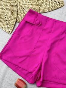 Women's Fashion Button-Down Shorts - Màu Hồng Tươi - Xem 2