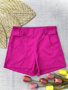 Women's Fashion Button-Down Shorts - Màu Hồng Tươi - Xem 1