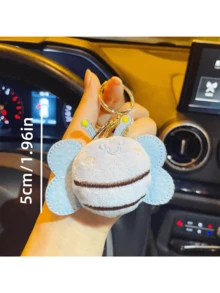 Nuevo y lindo llavero de peluche de abeja de dibujos animados, decoración de colgante de abeja suave y peluda para ropa, bolsas, regalo - Multicolor - Ver 12