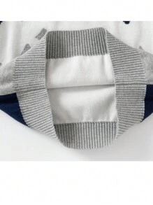 小男孩山熊印花针织毛衣 小男孩双层针织套头衫