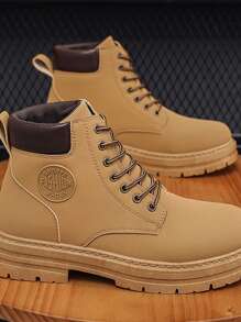 2024 冬季新款高帮男士鞋复古休闲靴秋季百搭户外工作大码黄色靴子，完美搭配连帽衫 - 黃色 - 查看 6