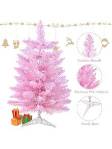 1pc Pink Artificial Christmas Tree, Tabletop Decoration, Home/Office/Party Decor (Decoration Not Included) - Multicolor - View 2