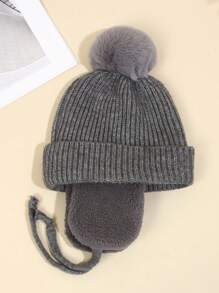 1pc Children/Toddler Warm Winter Cap, Unisex Knitted Ear Flap Beanie Hat - Children's Knitted Hat - View 7