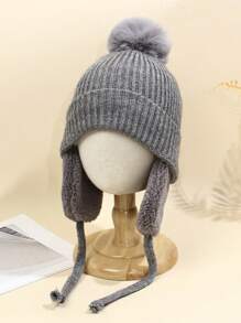 1pc Children/Toddler Warm Winter Cap, Unisex Knitted Ear Flap Beanie Hat - Children's Knitted Hat - View 3
